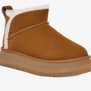 Koolaburra Tan Ankle Booties with Cream Trim